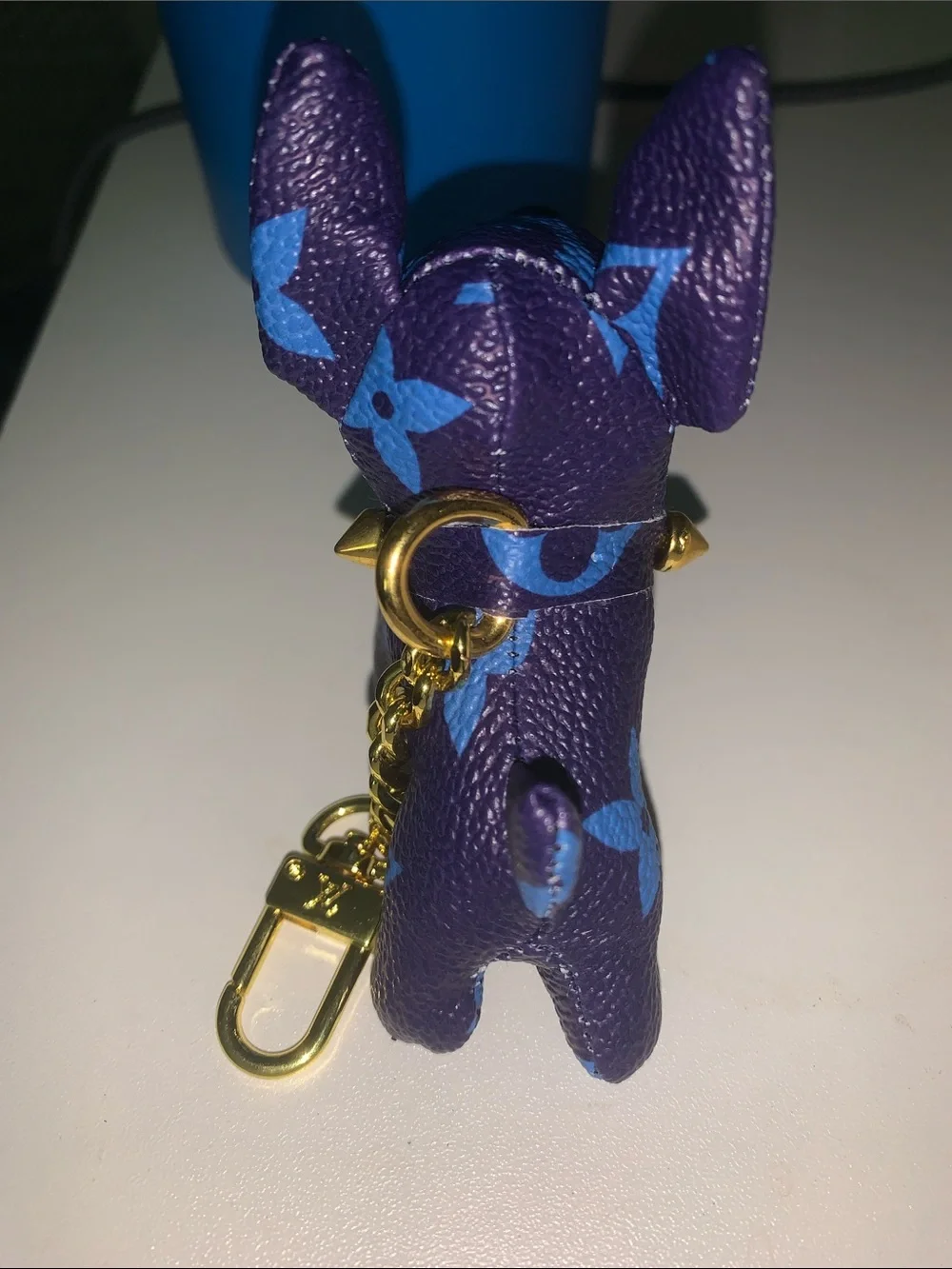 Monogram French bulldog purse/bag charm keychain